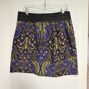 Anthropologie Black and Blue Paisley Mini Skirt